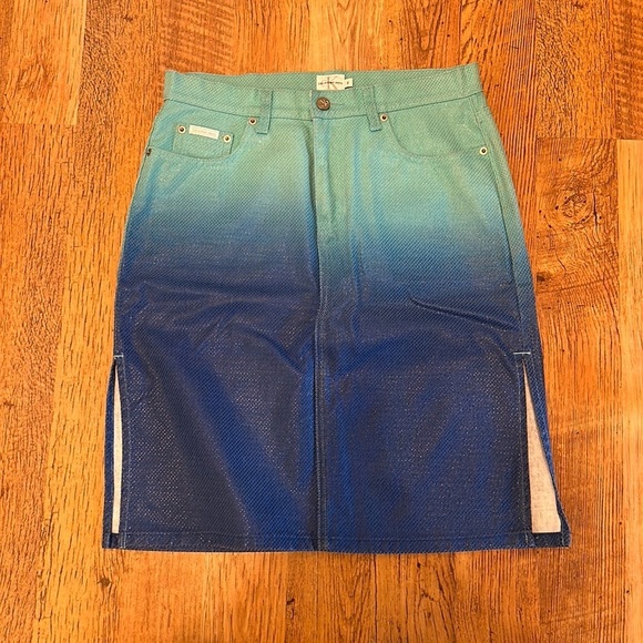 Calvin Klein Vintage Y2K Ombré Jean Skirt With Slits D8 - Picture 1 of 4